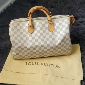 Louis Vuitton Damier Azur Satchel - Cream and Tan